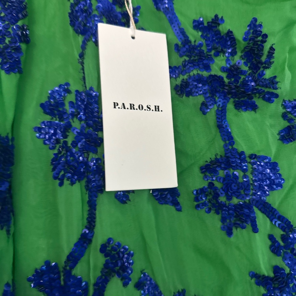 P.A.R.O.S.H Green and Blue Midi Dress